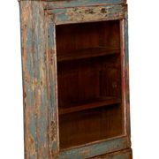 old Art Deco wall display case in original blue teak Burmese patina