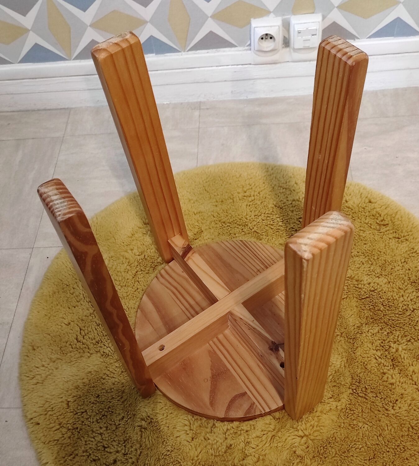 Scandinavian stool in pine