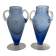 Paire de vases en verre bleu glacier