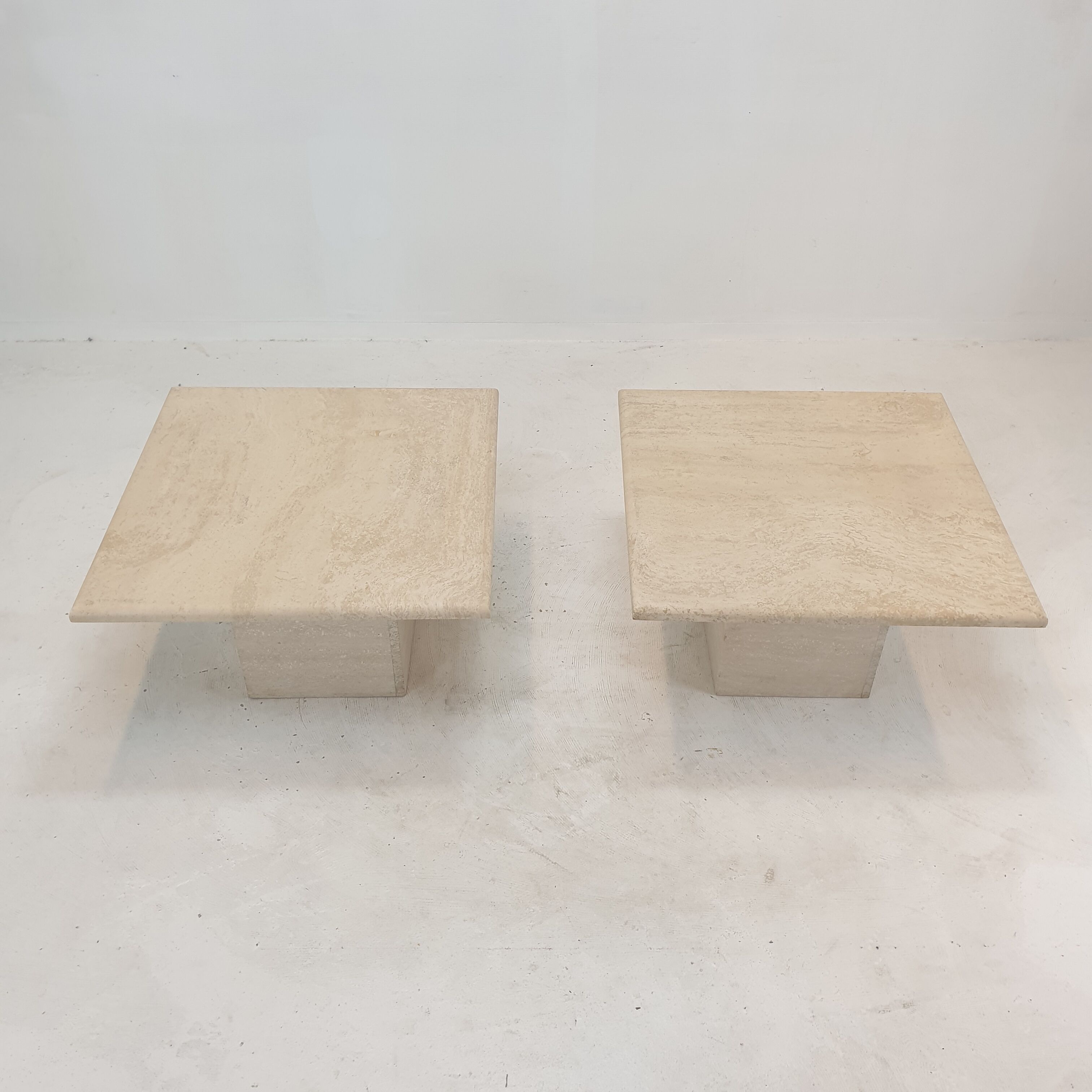 Set of 2 Italian Travertine Coffee or Side Tables, 1980s