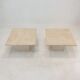 Set de 2 tables basses ou d’appoint en travertin italien, années 1980