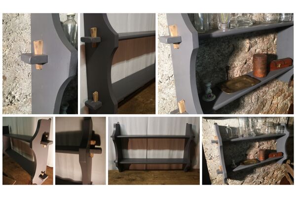 Etagère bois relooké gris