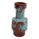 Petit vase design rouge sang de bœuf et bleu turquoise