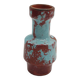 Petit vase design rouge sang de bœuf et bleu turquoise