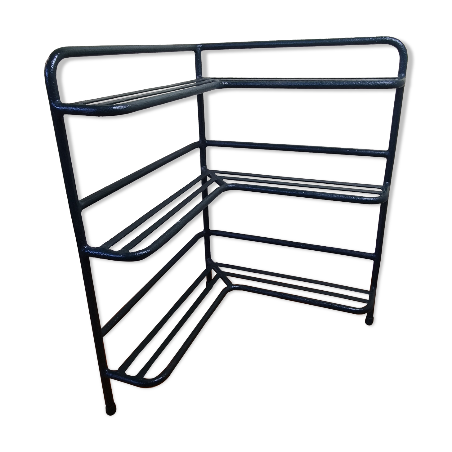 Welded tubular metal corner planter, three-storey, 70 cm