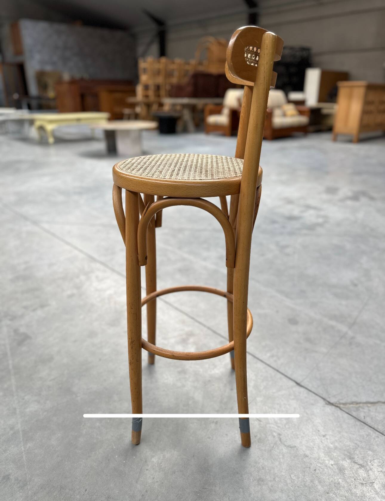 Set of 4 vintage Italian bentwood & cane bar stools, 1970s