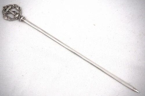 Christofle, 12 skewers, brochettes, metal silver-plated meat picks, anchor.