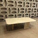 Rectangle travertine table with 2 L-legs