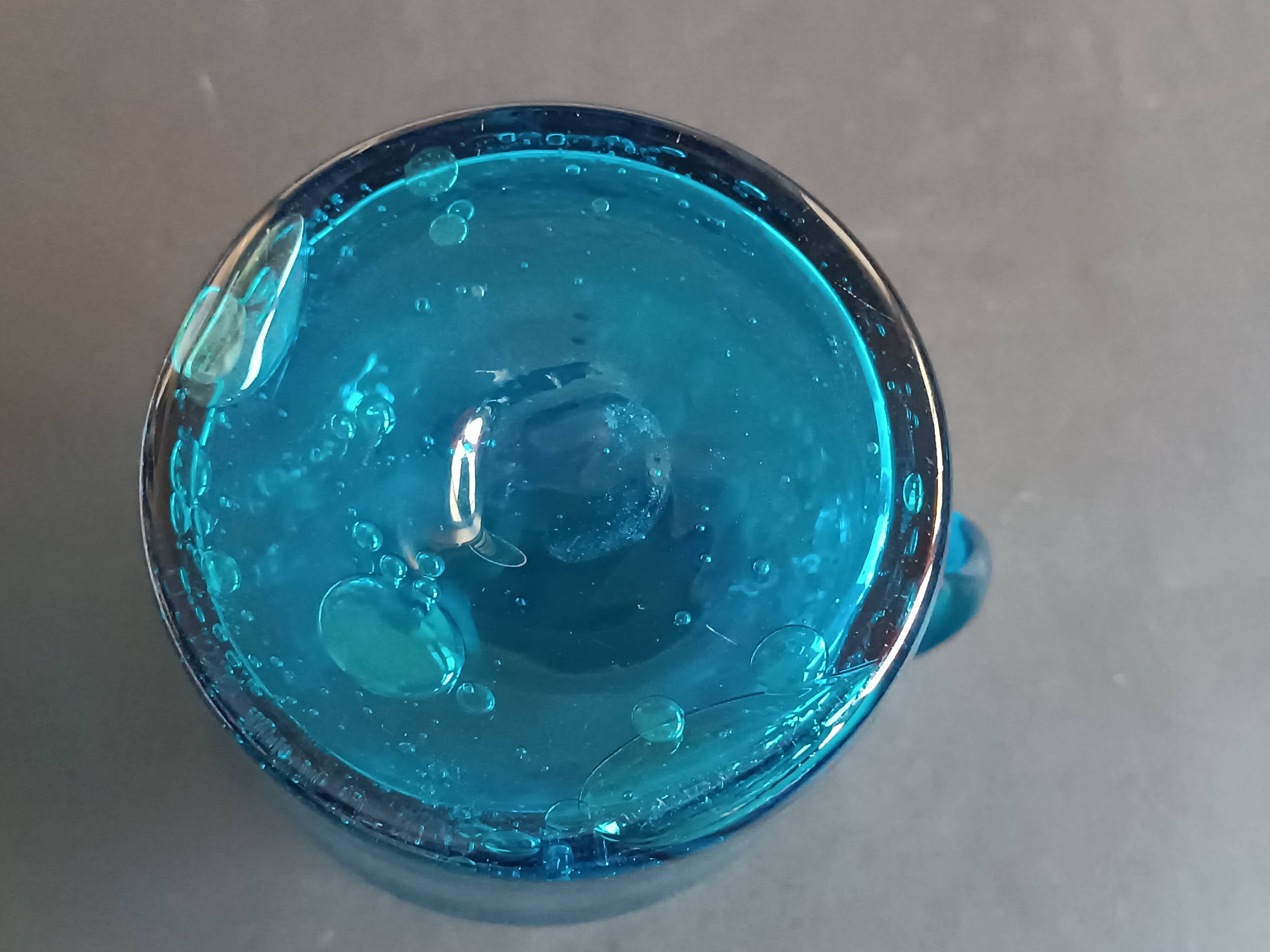 Blue bubbled glass vase Top Design Italy 1970