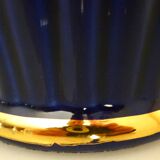 Vintage glazed ceramic vase, cobalt blue and gilt, Lancel Paris