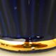 Vase en céramique émaillée vintage, bleu cobalt et dorure, maison Lancel Paris