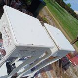 Pair of cream-washed wood stands