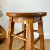 Pair of high stools / bar varnished wood 60-70s