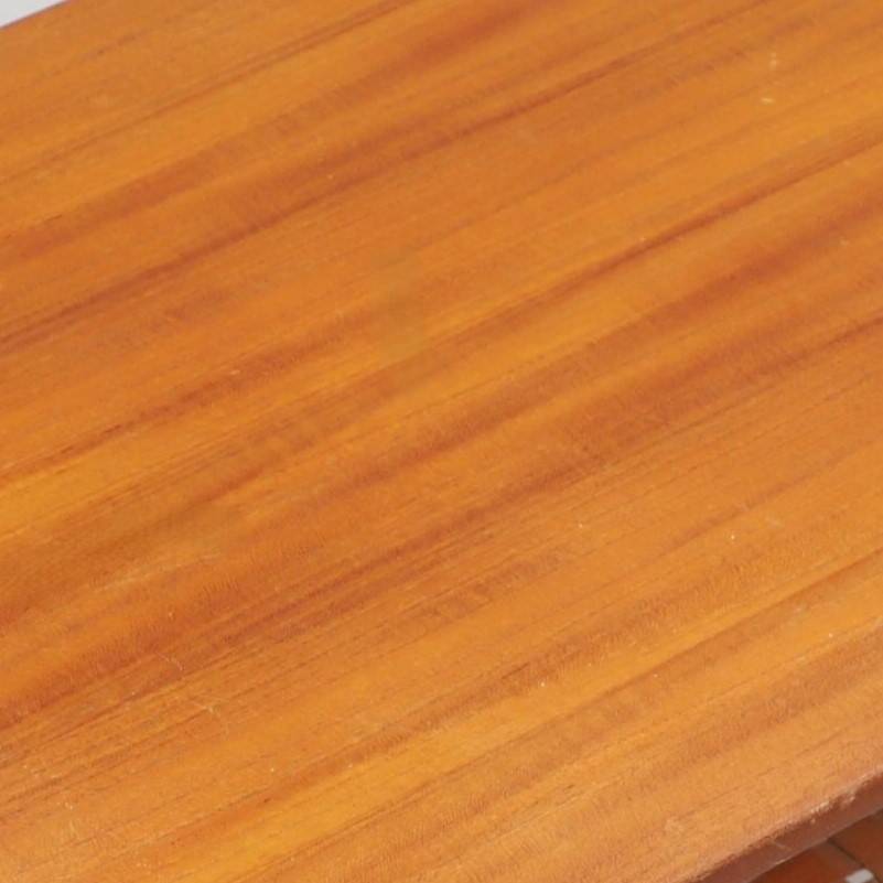 Vintage Scandinavian teak coffee table with woven shelf - 1960s