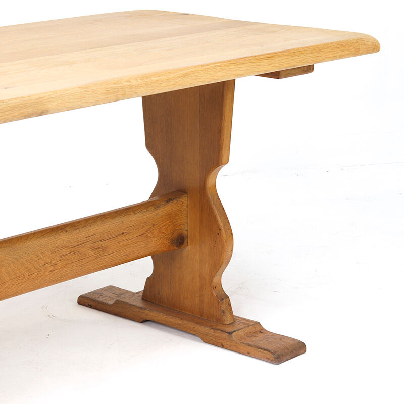 Vintage Mid-Century Rustic Brutalist Oak Dining Table