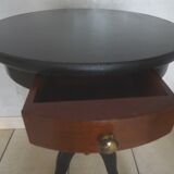 Pedestal table in mahogany style opening through a drawer