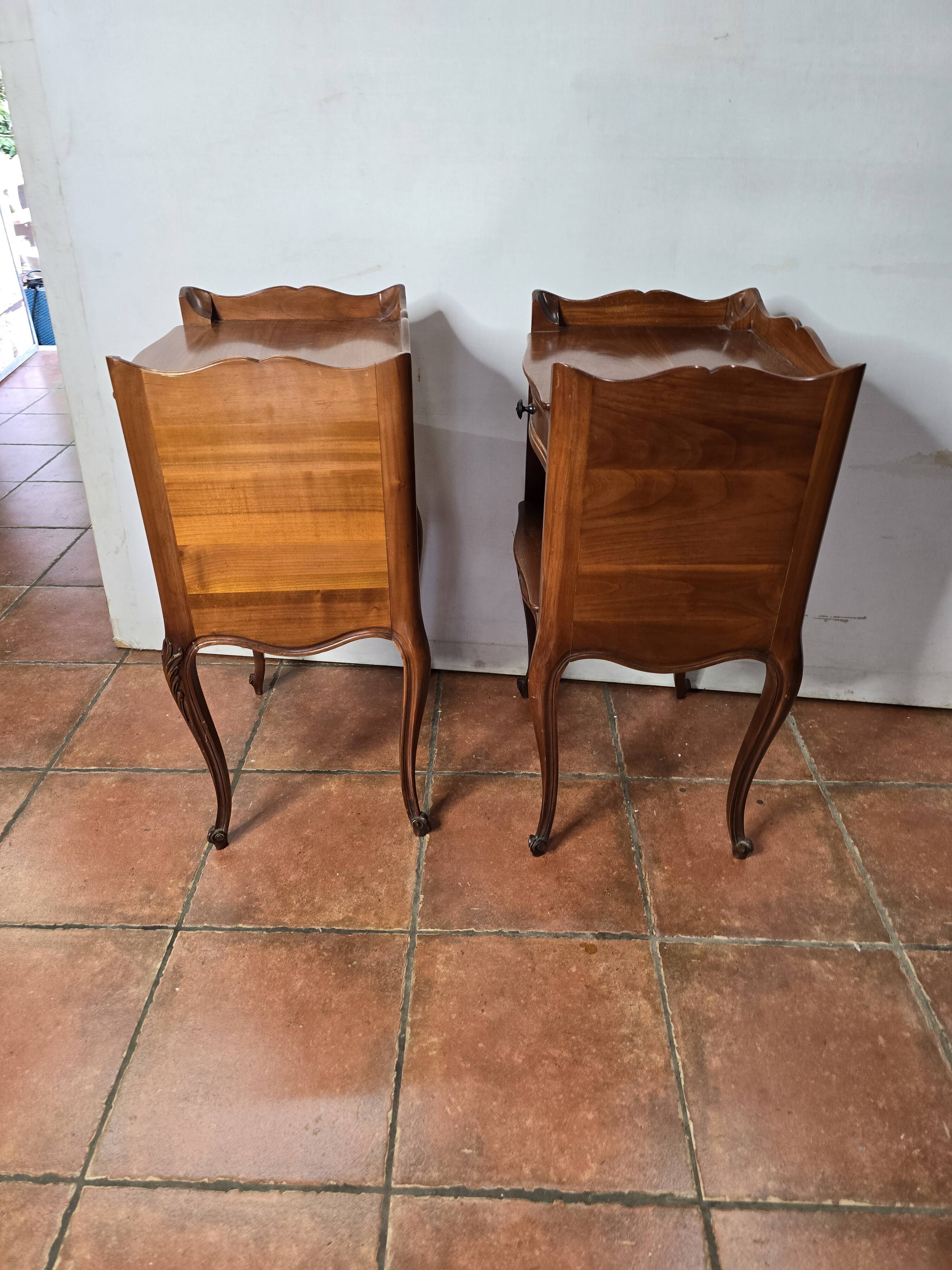 Pair of Louis XV style bedside tables in cherry wood