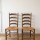 Set of 6 antique cherry wood chairs in ladder style.