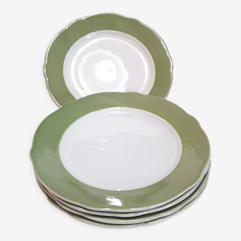 5 green and white semi-hollow chamfered plates