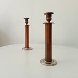 Pair of antique folk art candlesticks