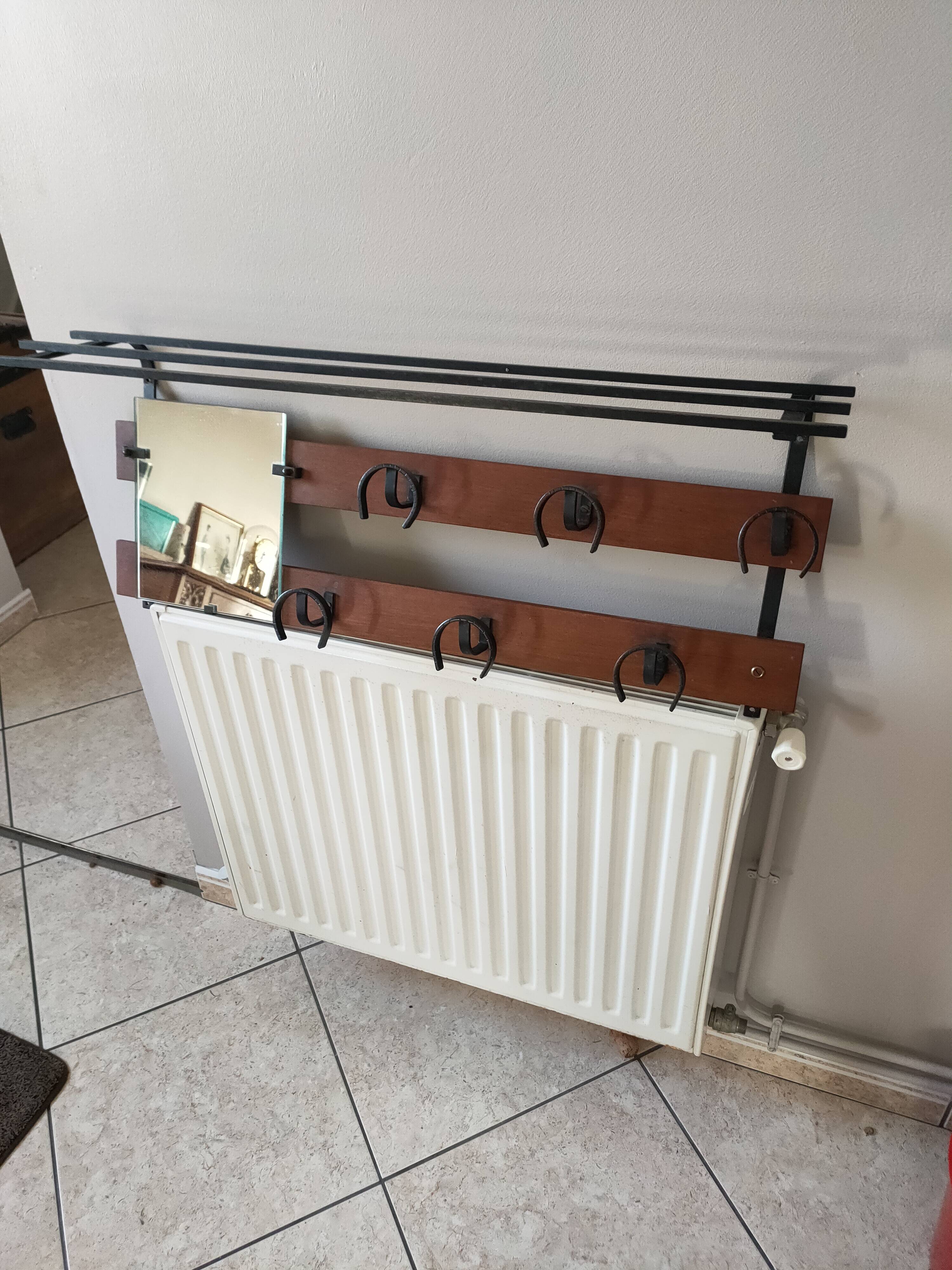 vintage teak coat rack with 6 hooks
