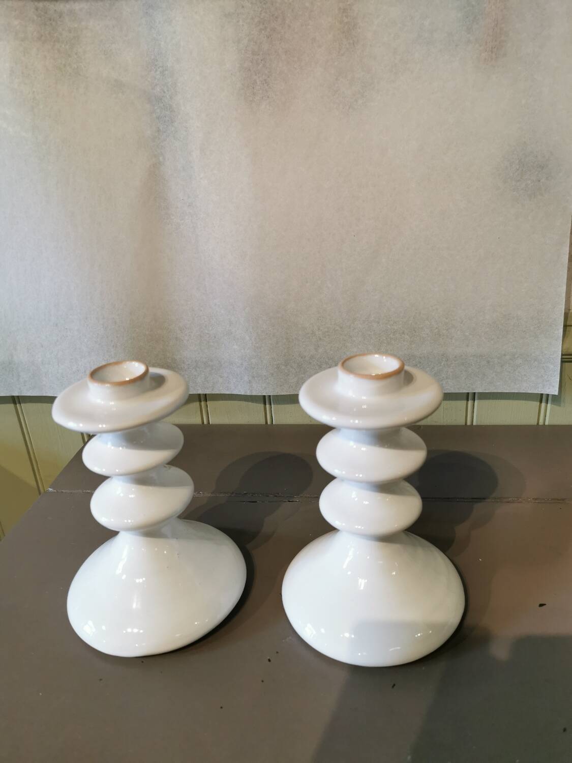 Pair of artisanal ceramic candlesticks Morocco