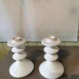 Pair of artisanal ceramic candlesticks Morocco