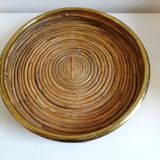 Vintage rattan tray from the 70s