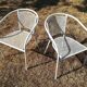 Pair of vintage white metal terrace armchairs