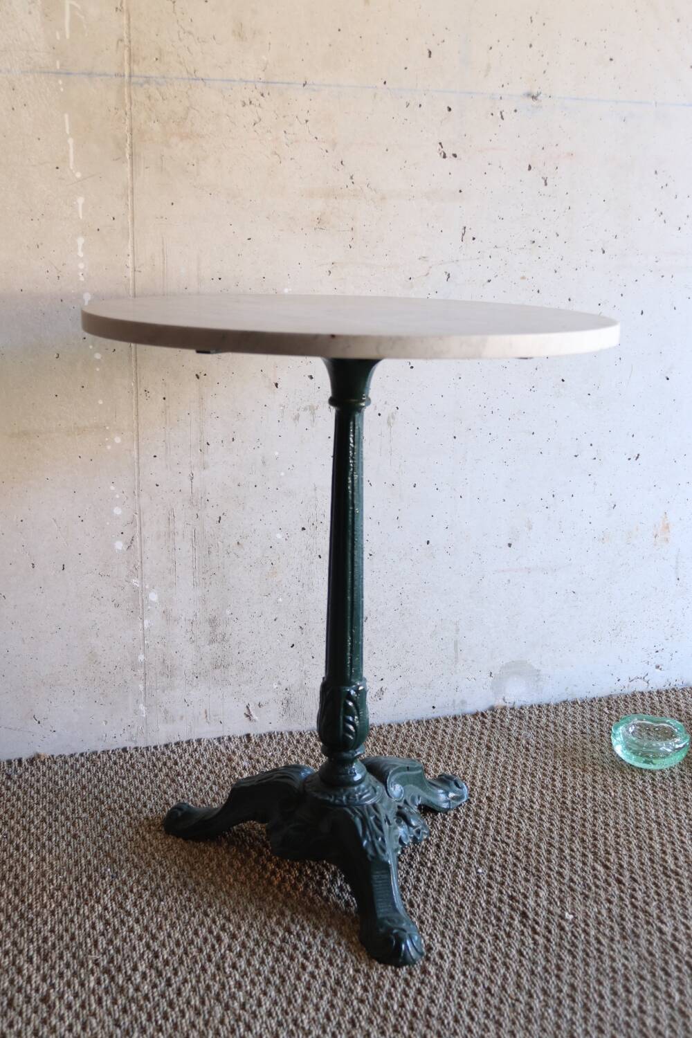 Round white marble bistro table