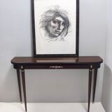 Vintage Ebonized Beech Console Table by Paolo Buffa with Glass Top, Italy