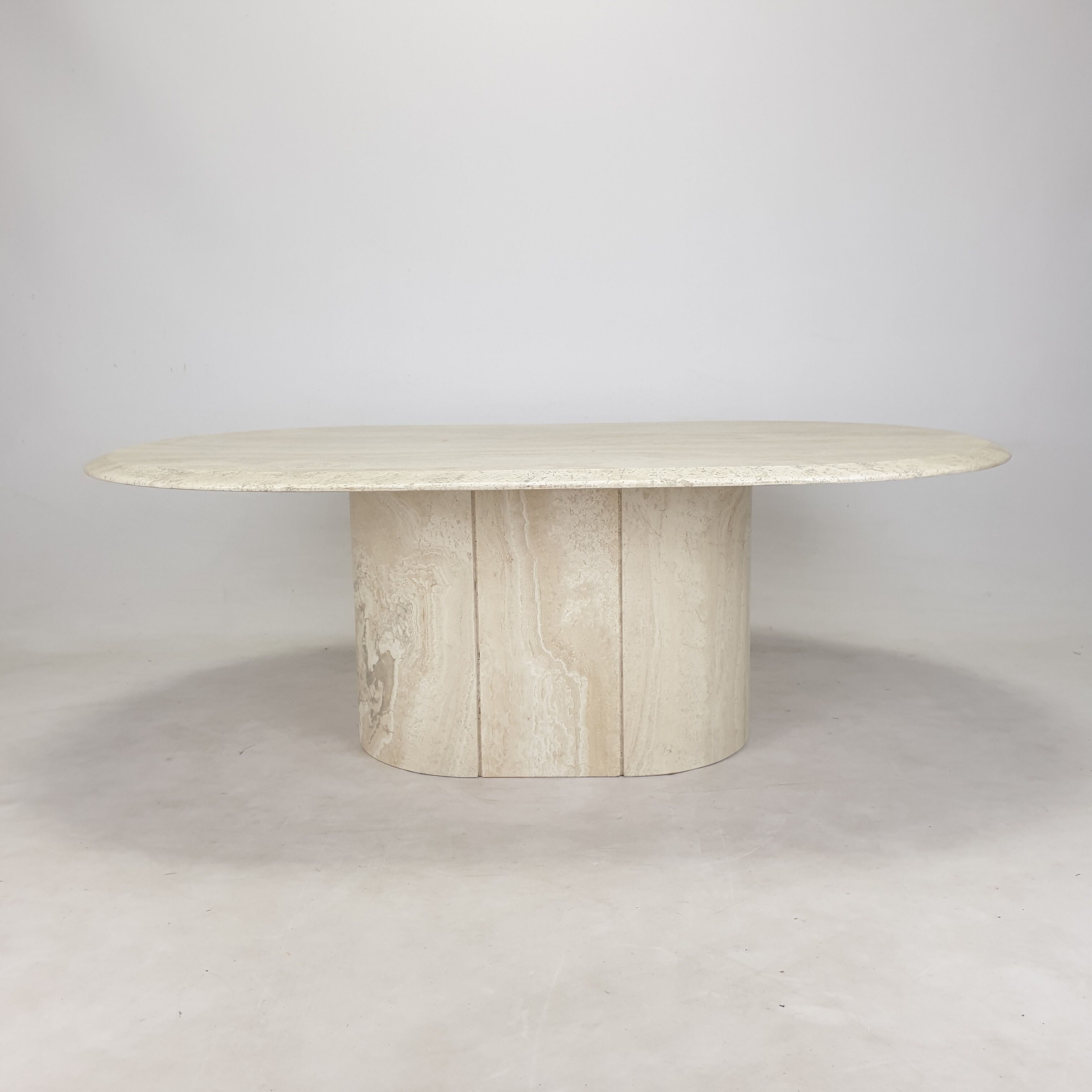 Italian Oval Travertine Coffee Table, 1984