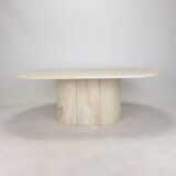 Italian Oval Travertine Coffee Table, 1984