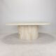 Table basse ovale italienne en travertin, 1984