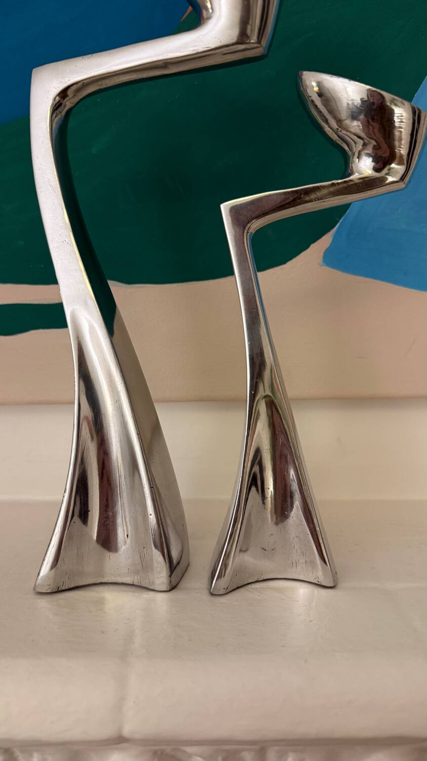 Set of 2 Swan candle holders by Matthew Hilton