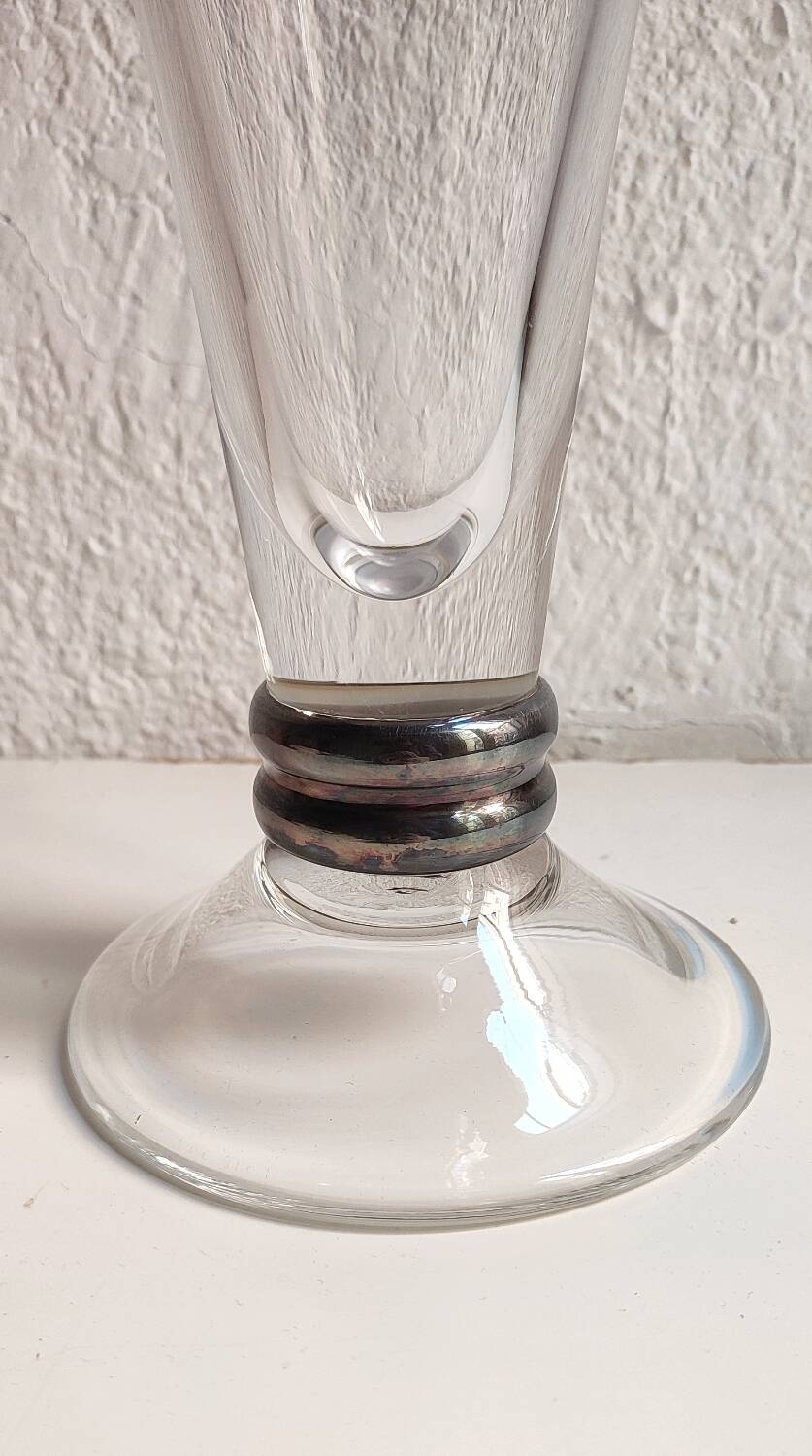 Jarrón de cristal transparente. Spain, 1980s.