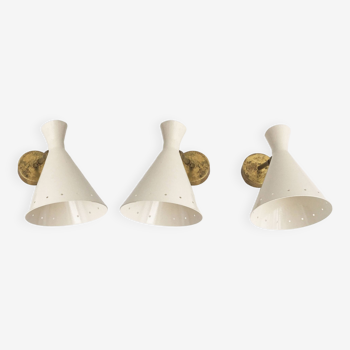 Suite of three Italian wall lights 1950