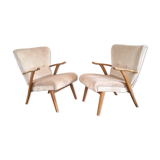 Set of 2 chairs 50s cocktail Wing chair Zig Zag Vintage restored