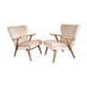 Lot de 2 fauteuils années 50 Wing chair Zig Zag Vintage restaurés