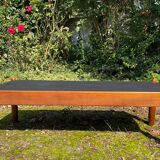 Solid oak and slate coffee table from the 50s-60s