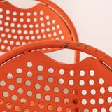 Pair of vintage red garden chairs from the 70s, italian design
