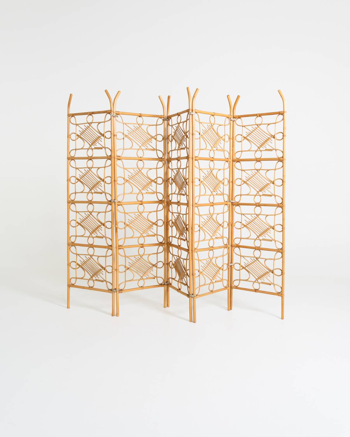 Five-panel rattan folding screen, Scandinavia, 1960s