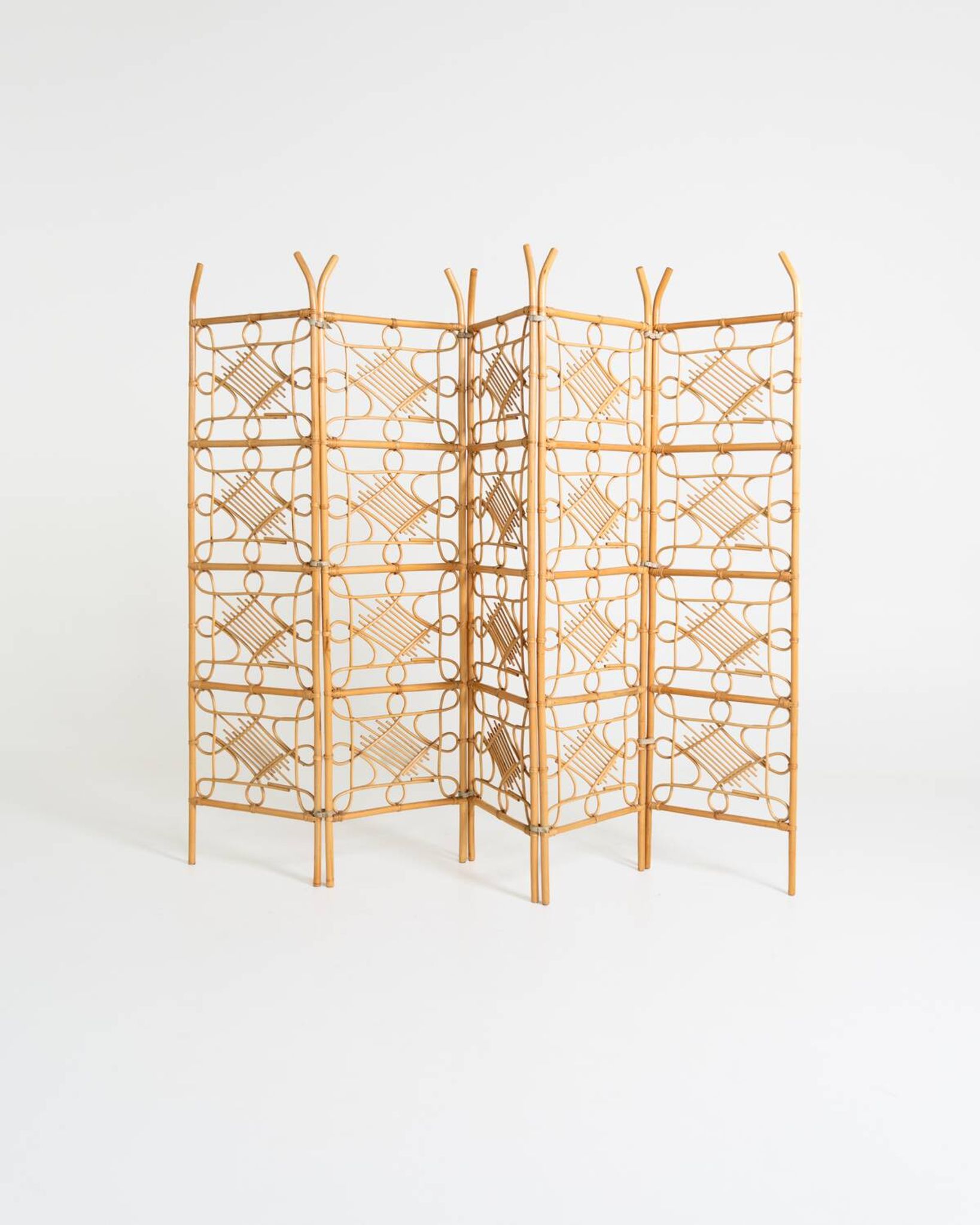 Five-panel rattan folding screen, Scandinavia, 1960s