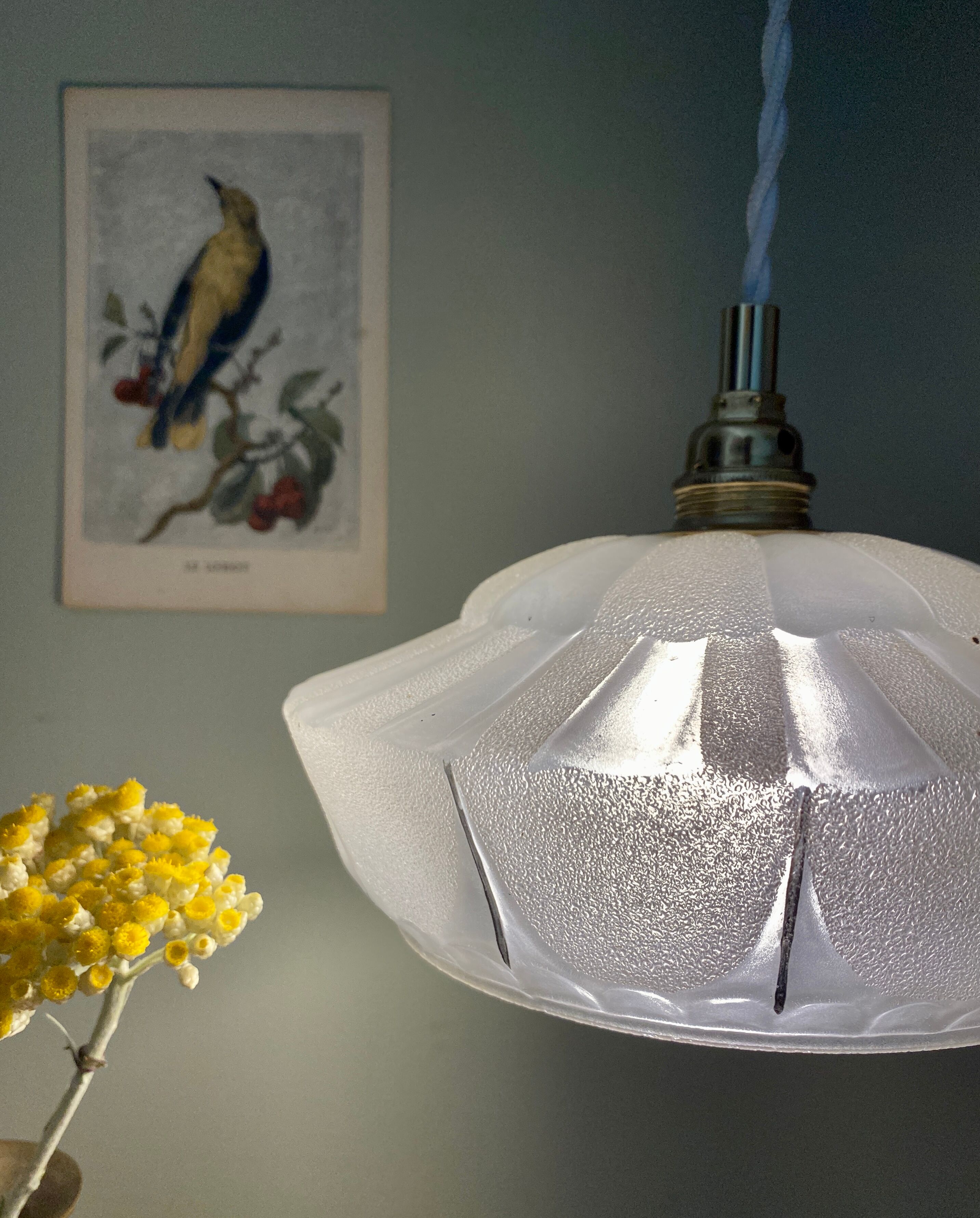 Suspension lamp vintage art deco glass