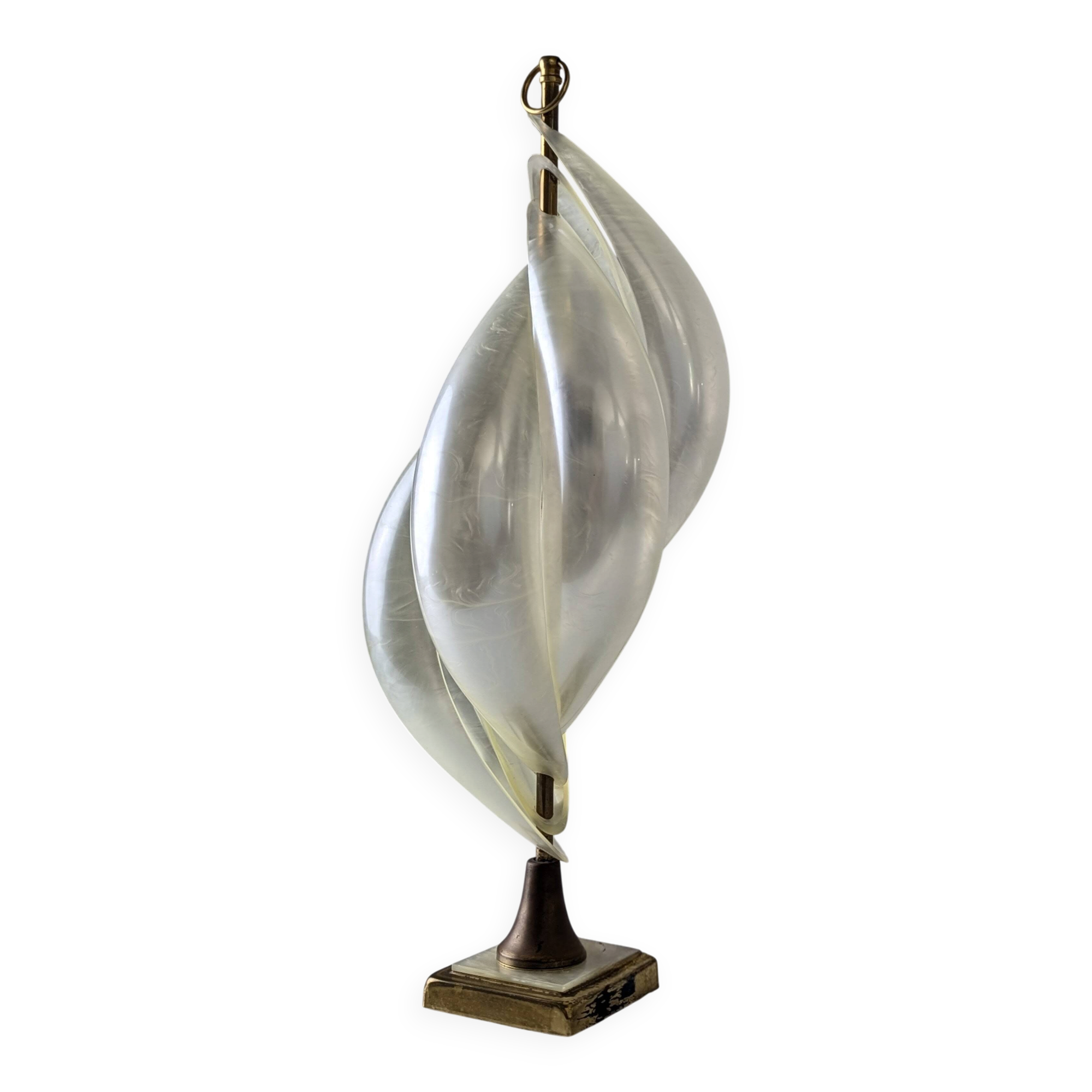 Maison Rougier table lamp in opalescent lucite 1970s