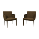 Pair of armchairs cube year 1960 fabric chiné brown color