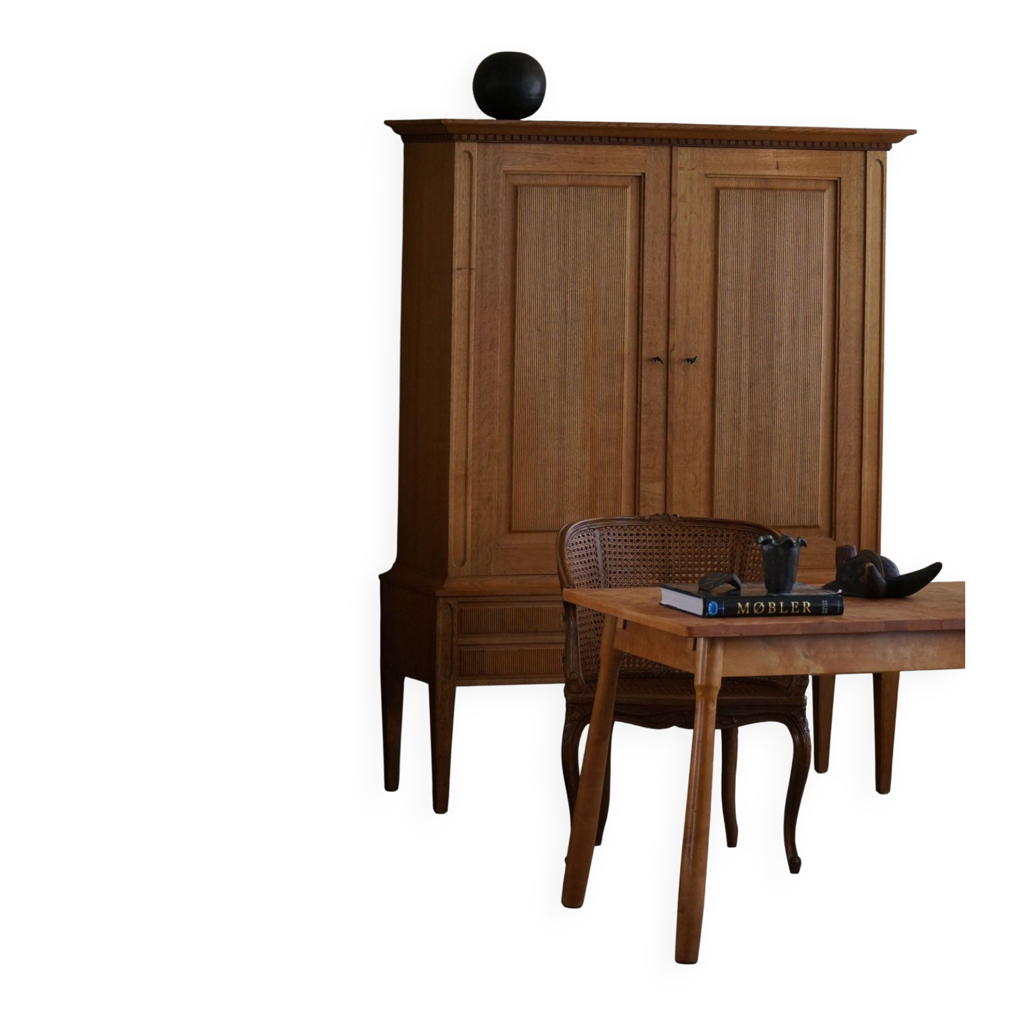 Danish modern birch desk/dining table attributed to Philip Arctander, 1940s.