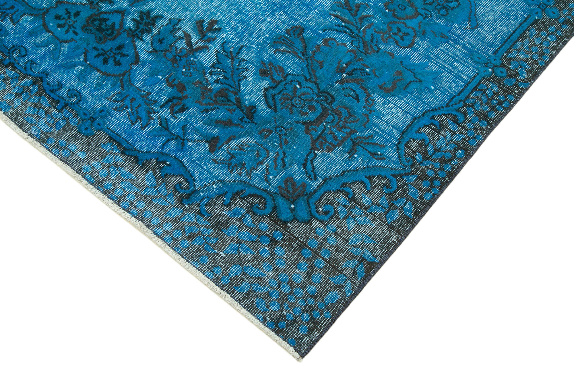 Hand-knotted contemporary oriental 1980s 171 cm x 303 cm blue carpet