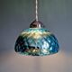 Blue glass églomisé pendant light, 1920s