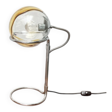 Lampe de table allemande de l’ère spatiale du milieu du siècle, verre et chrome, années 1960